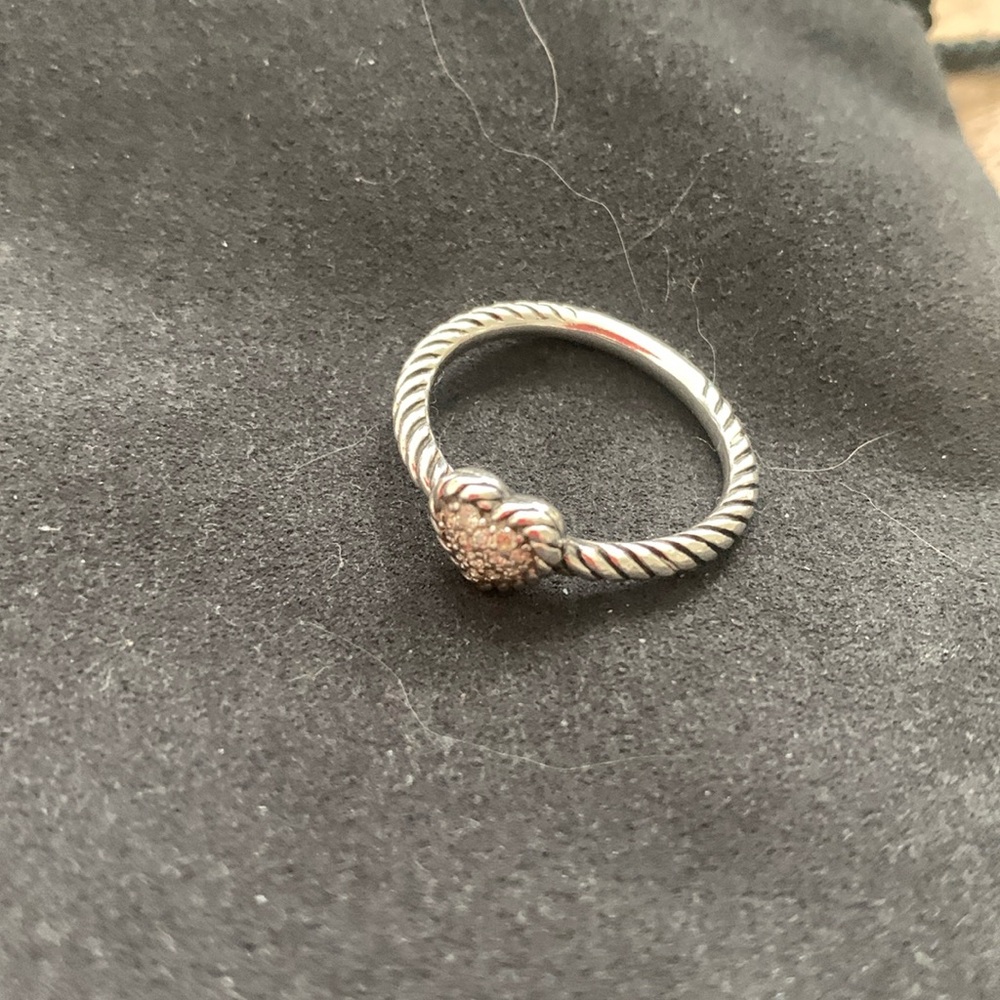 David Yurman Petite Pave Heart Stack Ring with Diamonds
